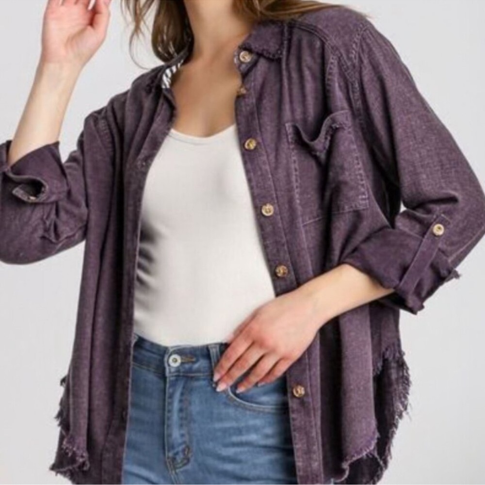UMGEE Women's Purple Button-Up Top